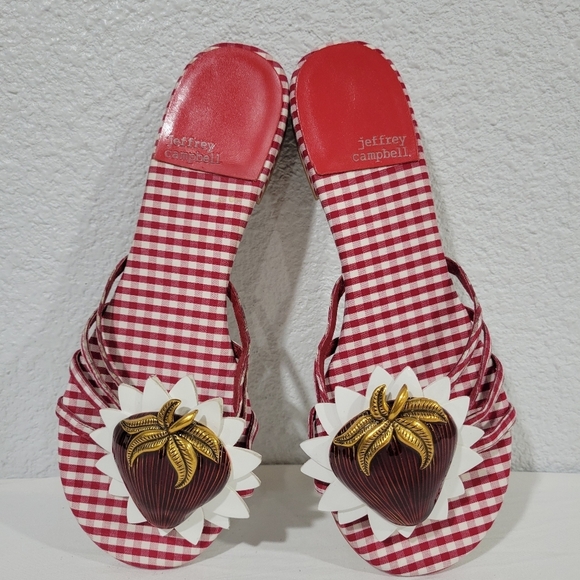 Jeffrey Campbell Abeegail Gingham Slide Sandals. Sz 7 - Picture 1 of 11